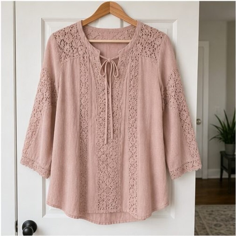 Camel Lace Trim Top